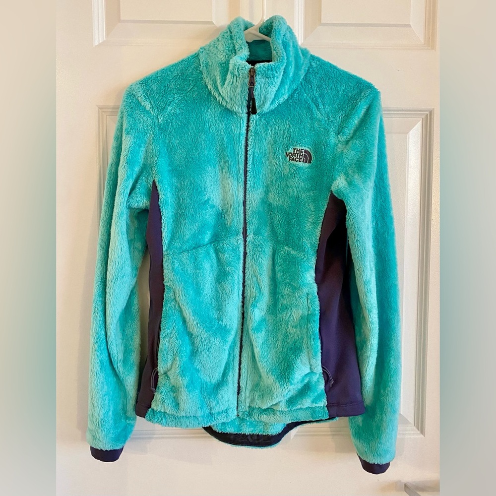 The North Face Women's Turquoise and Dark Blue Teddy Jacket